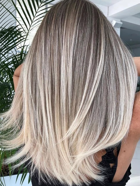 Soft icy blonde balayage